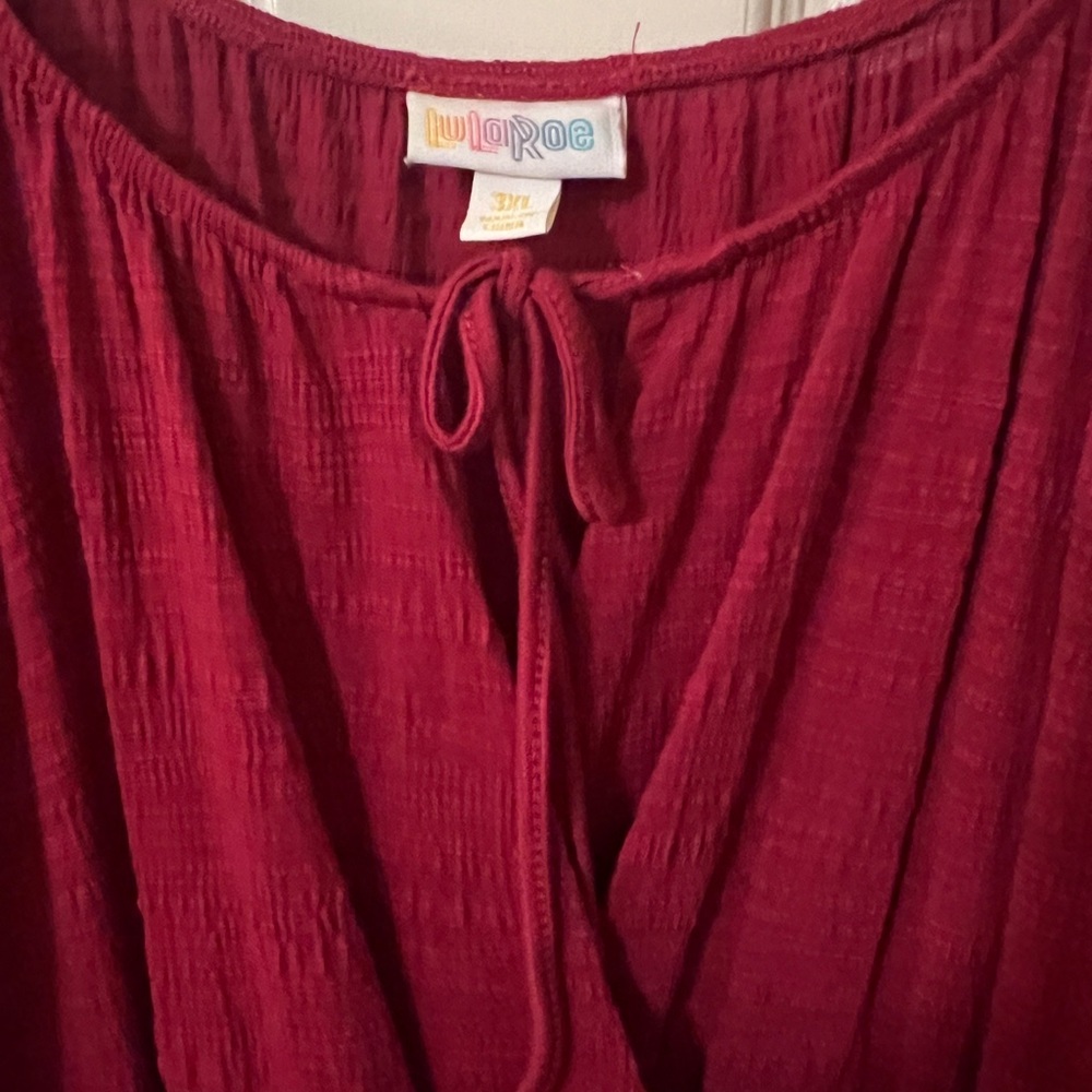 Lularoe Jody Long Sleeve Peasant Dress Maroon View 3